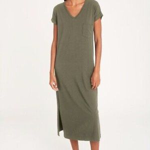 CUYANA Black Comfortable V-Neck Cotton Modal Midi Dress   Women's Size Medium